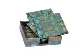 Table Coasters 4"x 4" – Vintage Turquoise Blue Floral Design (Set of 6)